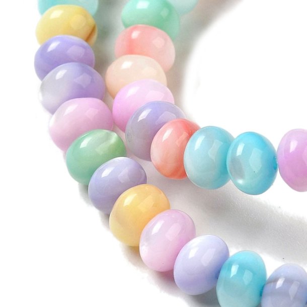 Shell beads, mixed dyed pastel colours, roundel, 5x3 mm, 20 pc