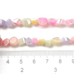 Perlmuttperlen, gemischte Pastellfarben, ganzer Strang, nuggets 8x6x4 mm, ca. 60 Stck