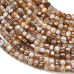 Perlemor perler, hel streng, rondel, naturfarvet, 4-4,5x3,5 mm, ca. 111-113 stk.