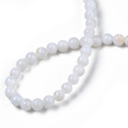 Muschelperlen, ganzer Strang, rund, wei, Perlmutteffekt, 4 mm, ca. 99 stk