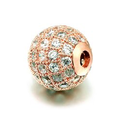 Rosgold, Qualittsperle besetzt mit Cubic Zirkonia, 10 mm, 1 Stk.