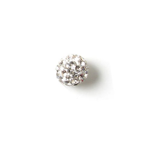 Anboret kugle, 10 mm, med klare krystal, 1 stk.
