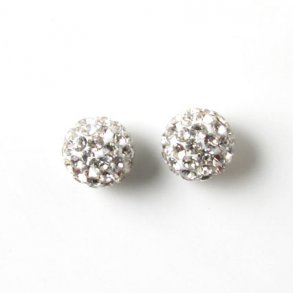 Bling bling beads, 8mm, with transparent crystals, 2pcs.