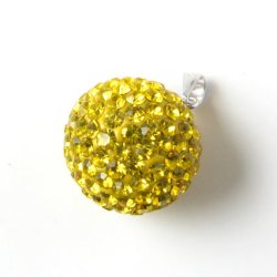 Kugel-Anh&auml;nger, 16 mm H&ouml;he mit Silber&ouml;se und gelben Swarovski-Kristallen