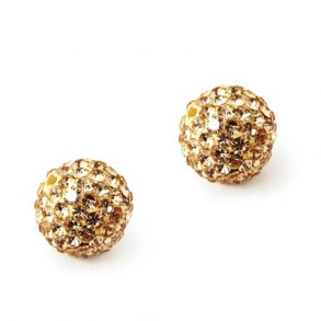 Half-drilled bead, champagne colored crystals, 8mm, 2pcs.