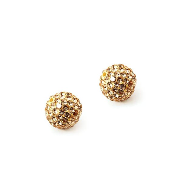 Half-drilled bead, champagne colored crystals, 8mm, 2pcs.