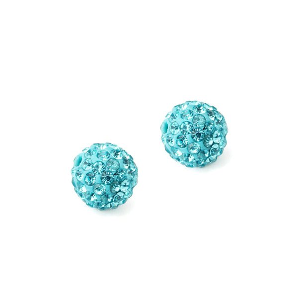 Half-drilled sphere with turquoise crystals, 6mm, 2pcs.