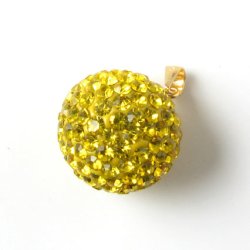 Kugel-Anh&auml;nger 16 mm, Vergoldeter Silber&ouml;se u. gelbe Swarovski-Kristallen
