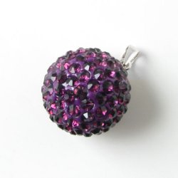 Kugel-Anh&auml;nger 16 mm, Silber mit lila Swarovski-Kristallen