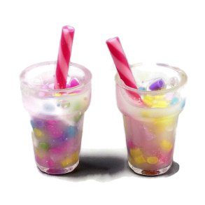 Harz-Anhänger, Bubble Tea, rosa, 27x13 mm, 2 Stück