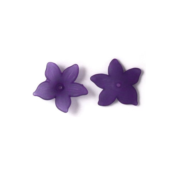 Acrylic flowers with pointed petals, dark purple, 20x5mm, 6pcs.