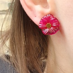 Acryl, Blumen, pink, durchsichtig, 17x3 mm, 6 Stk.