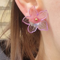 Acryl, Orchideen, blau, transparent, 27x7mm, 6 Stk.