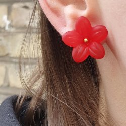 Acryl, Blumen, rot, 20x6 mm, 6 Stk.