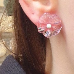 Acryl, Blumen, lila, transparent, 17x3 mm, 6 Stk.