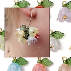 Blume, Anhnger aus Acryl, 10 gemischte Farben, versilberter se, Lnge 13 mm, 10 Stck