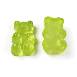 Teddyb&auml;r, Resin, hellgr&uuml;n, imitiert Fl&uuml;gelgummi Teddyb&auml;r, 17x12x7 mm, 6 Stk