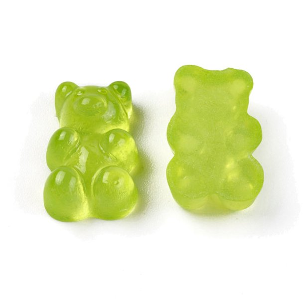 Teddy bear, Resin, light green, imitation candy bear, 17x12x7mm, 6 pcs