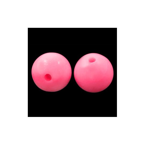 Acrylic bead, 16 mm, round pink, 6 pcs.