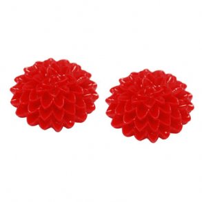 Resin, Dahlien, flach, rot, 15x6 mm, 2 Stk.