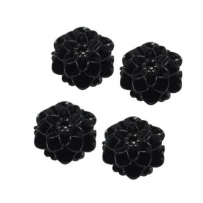 Resin, Dahlien, klein, schwarz, 10x6 mm, 4 Stk.