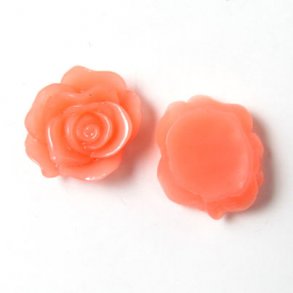 Resin, Rosen, flach, transparent, lachsfarben, 13x5 mm, 4 Stk.