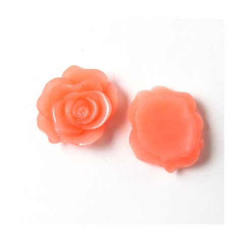 Resin flad rose, transperant laksefarvet, 13x5 mm, 4stk.