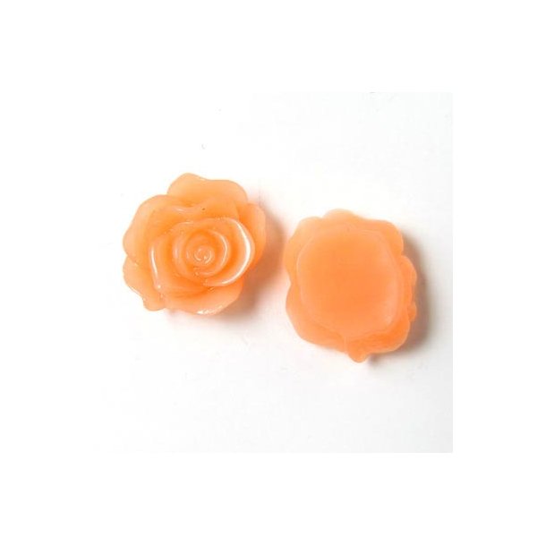Resin rose, flat, pale orange, 13x5mm, 4pcs.