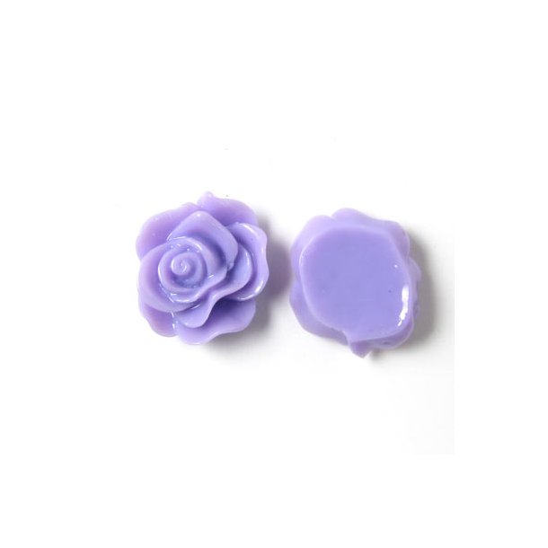 Resin rose, flat, blue-violet, 13x5mm, 4pcs.