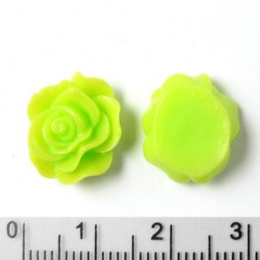 Resin, Rosen, flach, hellgrün, 13x5 mm, 4 Stk.