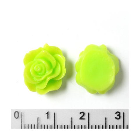 Resin flad rose, lysgr&oslash;n, 13x5 mm, 4 stk.