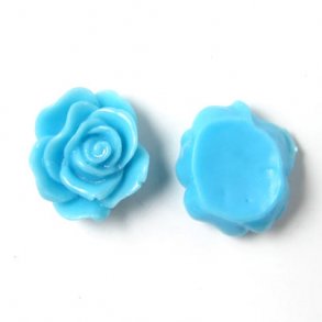 Resin, Rosen, flach, blau, 13x5 mm, 4 Stk.