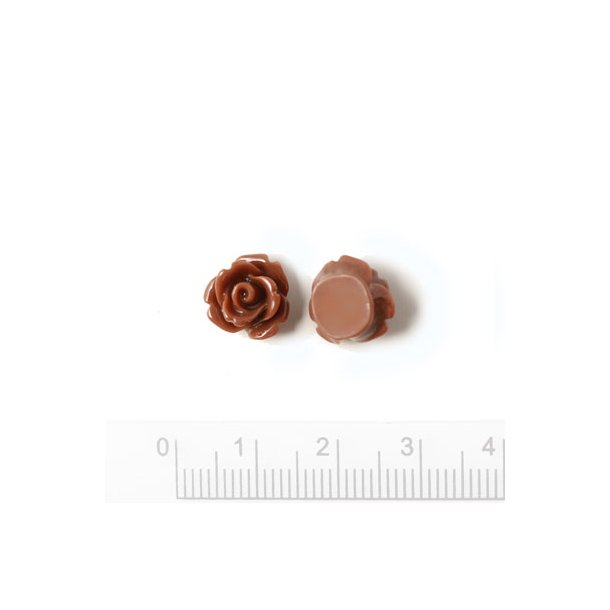 Resin rose, dark brown, 10x8mm, 2pcs.