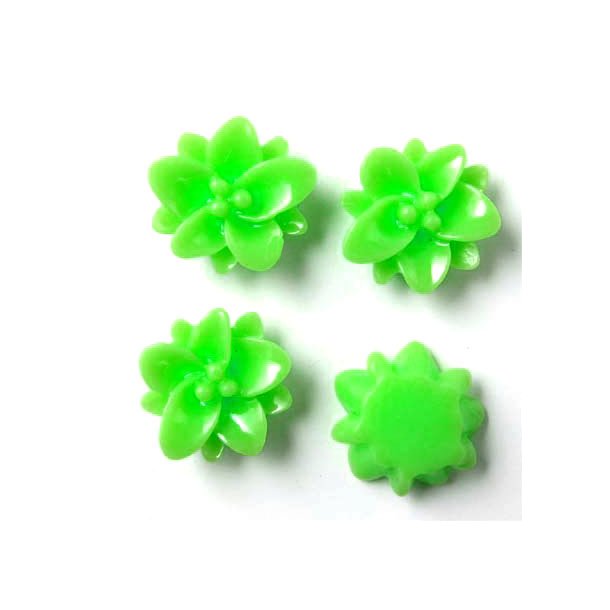 Resin lily, green, 12x5mm, 4pcs.