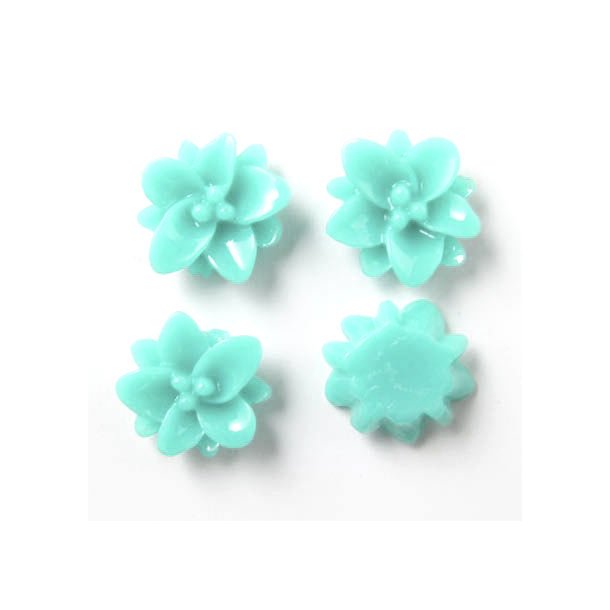 Resin lily, light turquoise, 12x5mm, 4pcs.