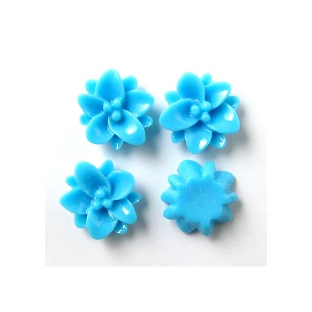 Resin lily, blue, 12x5mm, 4pcs.