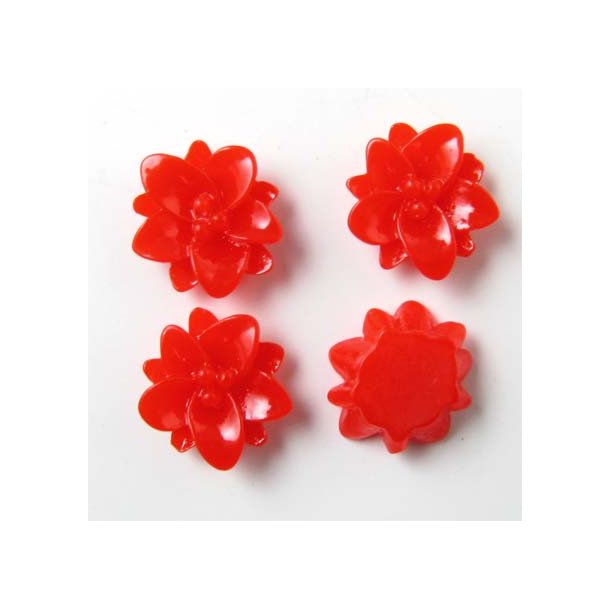 Resin lily, red, 12x5mm, 4pcs.