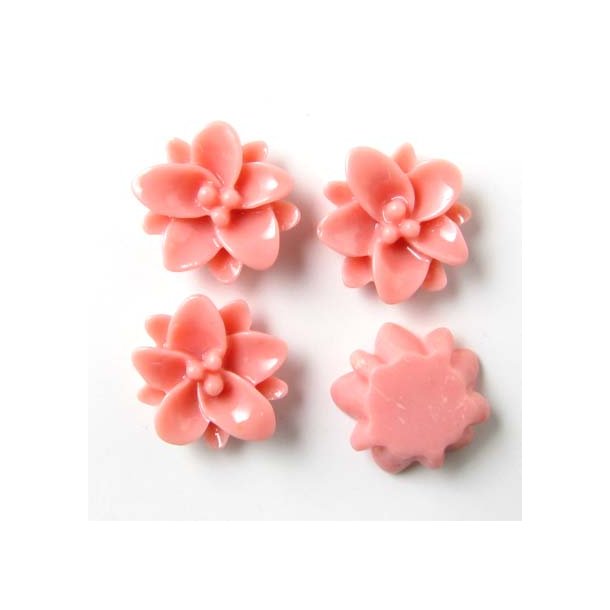 Resin lily, salmon-coloured, 12x5mm, 4pcs.