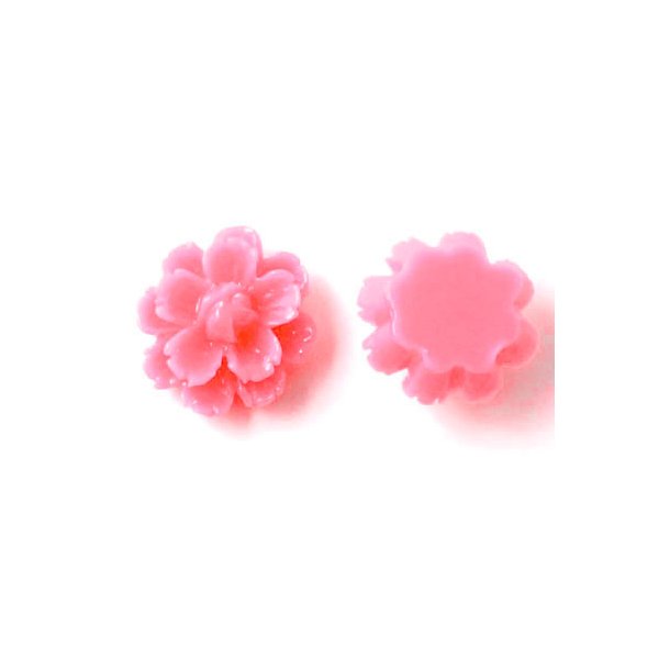 Resin fluted double layer flower, dark pink, 13x7mm, 2pcs.