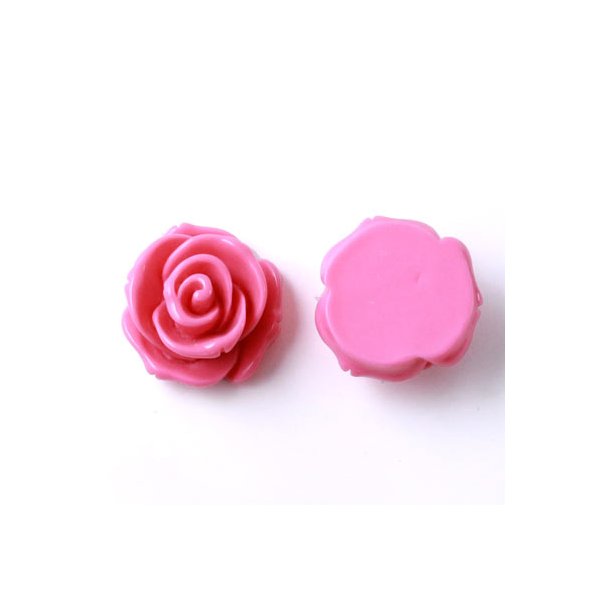 Resin, stor rose, m&oslash;rk pink, 23x13 mm, 1 stk.