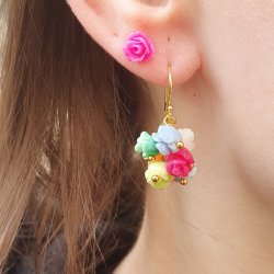 Rosen mit flachem Rcken, gemischte Farben, Kunststoff, 7x5,5 mm, 20 Stck