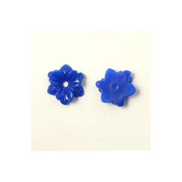 Resin, round lily, dark blue, with hole in the middle, 12x3mm, 4pcs.