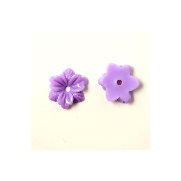 Resin, round lily, purple, with hole in the middle, 12x3mm, 4pcs.