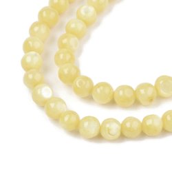 Muschelperlen, ganzer Strang, rund, gelb, 4 mm, ca. 95 St&uuml;ck.