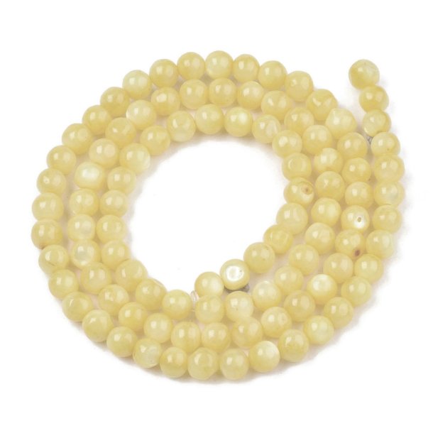 Shell beads, whole strand, round, yellow, 4 mm, 95 pcs.