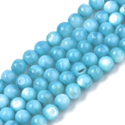 Muschelperlen, ganzer Strang, rund, blau, 4 mm, 95 St&uuml;ck.