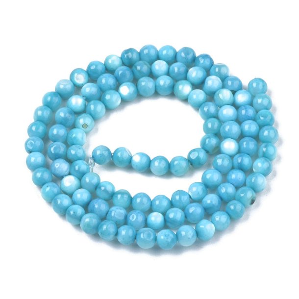 Shell beads, full strand, round, Blue, 4 mm, 95 pcs.
