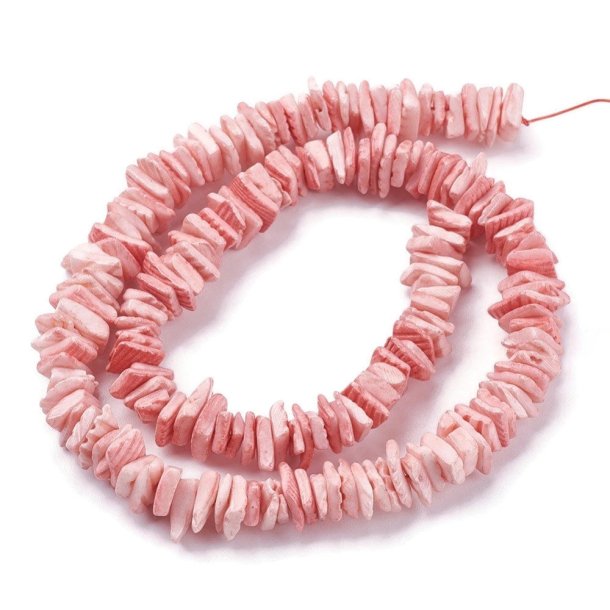 Pearlescent, pink, colored, whole strand, flat square, 1-3.5x4.5-10x4.5-10mm, approx. 200 pcs,