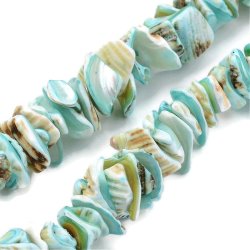 Perlmutt. Gef&auml;rbt, ungleichm&auml;&szlig;ig blau/braun. 10-20x8-12x3mm 20 Stk