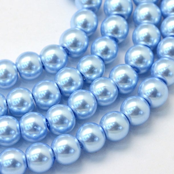 Baking painted glass beads, complete strand, round, Sky blue, 4mm, approx. 210 pcs.